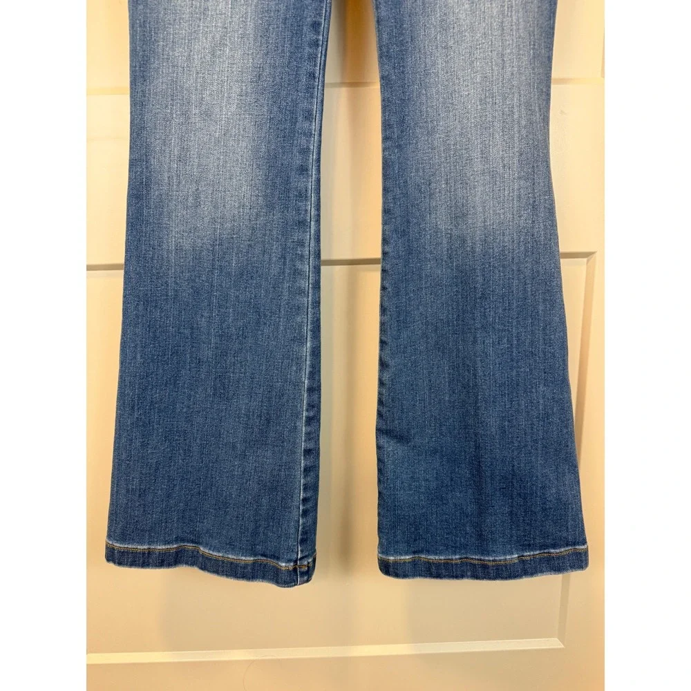 SPANXshape Everywhere Flare Jeans Pull On Elastic Waist Vintage Indigo Sz Large‎